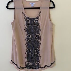 Rose Pink Beaded Tank Top